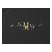 やる気を起こさせることわざドリームビッグモノグラムブラック金ゴールド テーブルクロス (正面(横))