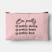 やる気を起こさせることわざピンクアクセサリーパウチ アクセサリーポーチ (正面)