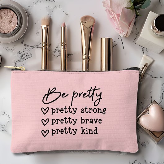 やる気を起こさせることわざピンクアクセサリーパウチ アクセサリーポーチ