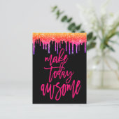 やる気を起こさせることわざメイクトゥデイ素晴らしグリッター ポストカード (スタンド正面)