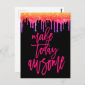 やる気を起こさせることわざメイクトゥデイ素晴らしグリッター ポストカード (正面/裏面)