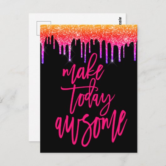 やる気を起こさせることわざメイクトゥデイ素晴らしグリッター ポストカード (正面/裏面)