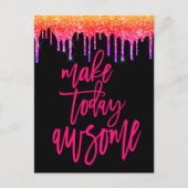 やる気を起こさせることわざメイクトゥデイ素晴らしグリッター ポストカード (正面)