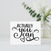 やる気を起こさせることわざ実際に白黒 ポストカード (スタンド正面)