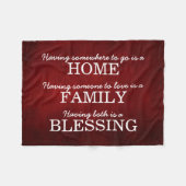 やる気を起こさせるなタイポグラフィ家族の引用文 フリースブランケット (正面(横))