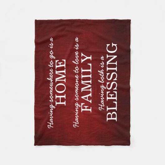 やる気を起こさせるなタイポグラフィ家族の引用文 フリースブランケット (正面)