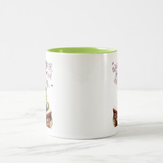 やる気を起こさせるなチャールズ・ディケンズの引用文の水彩画Croc ツートーンマグカップ (中央)