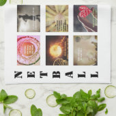 やる気を起こさせるな写真および引用文のネットボールのテーマ キッチンタオル (折り畳み)