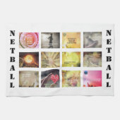 やる気を起こさせるな写真および引用文のネットボールのテーマ キッチンタオル (横)