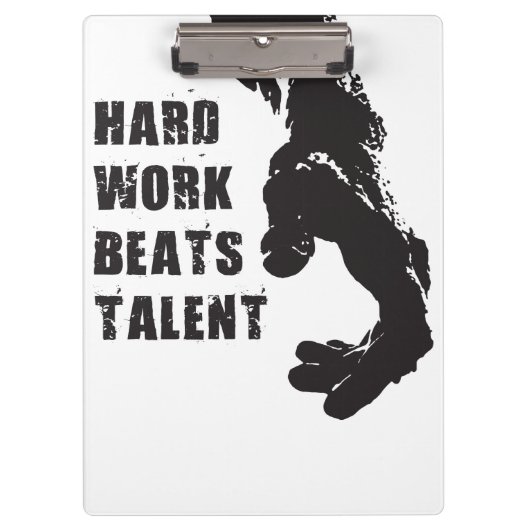 やる気を起こさせるな単語-ハードワークは才能を打ちます クリップボード (正面)