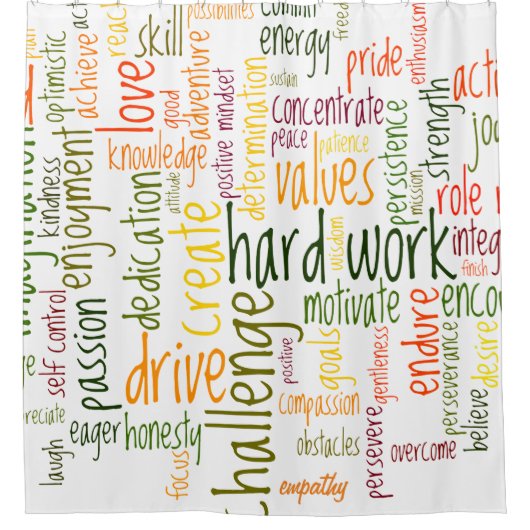 やる気を起こさせるな単語#2の後ろで沢山与えること シャワーカーテン (正面)