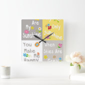 やる気を起こさせるな句のタイポグラフィ-コラージュ スクエア壁時計 (ホーム)