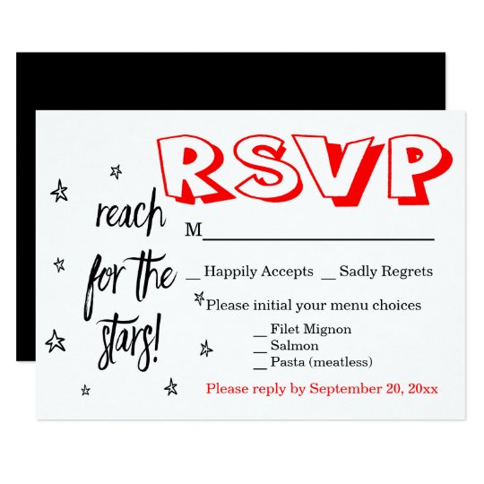 やる気を起こさせるな夢を結婚する白黒及び赤いRSVP カード