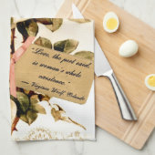 やる気を起こさせるな引用文のビクトリアンなピンクのバラ キッチンタオル (四つ折り)