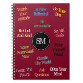 やる気を起こさせるな引用文モノグラムのバーガンディあなたの色 ノートブック (正面)