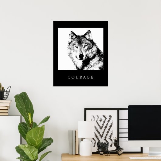 やる気を起こさせるアポップ・アートのート勇気ウルフポスタープリント ポスター (ホームオフィス)