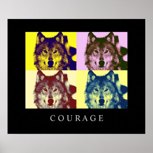 やる気を起こさせるアポップ・アートのート勇気ウルフポスタープリント ポスター (正面)