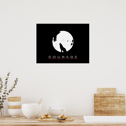 やる気を起こさせるアポップ・アートのート勇気ウルフポスタープリント ポスター (キッチン)