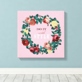 やる気を起こさせるエレガントヴィンテージバラリース キャンバスプリント (インサイチュ (ウッドフロア))