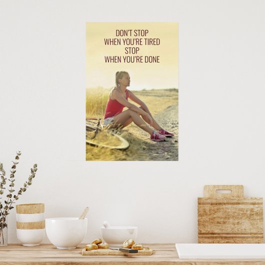 やる気を起こさせるサイクリングプリント – カスタマイズ可能な引用文 ポスター (キッチン)