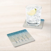 やる気を起こさせるターコイズブルー海サーフウェーブフォト スクエアペーパーコースター (インサイチュ)