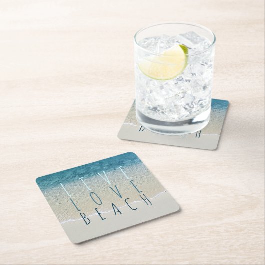 やる気を起こさせるターコイズブルー海サーフウェーブフォト スクエアペーパーコースター (インサイチュ)