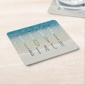 やる気を起こさせるターコイズブルー海サーフウェーブフォト スクエアペーパーコースター (アングル)