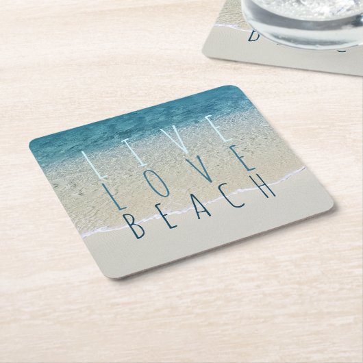 やる気を起こさせるターコイズブルー海サーフウェーブフォト スクエアペーパーコースター (アングル)