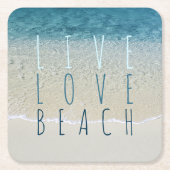 やる気を起こさせるターコイズブルー海サーフウェーブフォト スクエアペーパーコースター (正面)