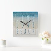 やる気を起こさせるターコイズブルー海サーフウェーブフォト スクエア壁時計 (ホーム)