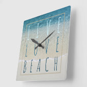 やる気を起こさせるターコイズブルー海サーフウェーブフォト スクエア壁時計 (傾斜)