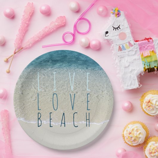 やる気を起こさせるターコイズブルー海サーフウェーブフォト ペーパープレート (パーティー)