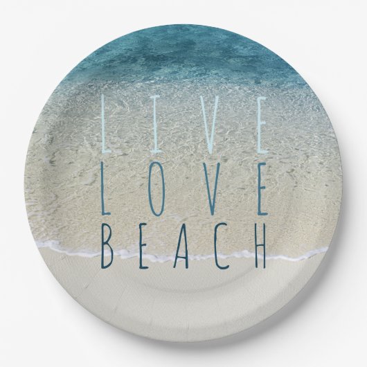 やる気を起こさせるターコイズブルー海サーフウェーブフォト ペーパープレート (正面)