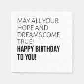 やる気を起こさせるハッピーバースデー願い スタンダードカクテルナプキン (正面)