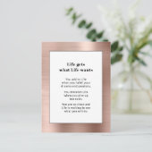 やる気を起こさせるバラ金ゴールドブラシ仕上げ金属 ポストカード (スタンド正面)