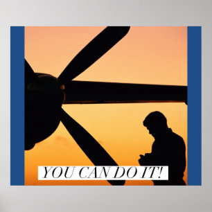 やる気を起こさせるパイロット写真 ポスター