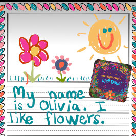 やる気を起こさせるパーソナライズされたハートフローラ先生 スクエアシール