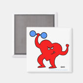 やる気を起こさせるフィットネス漫画の運動ハート マグネット (正面/裏面)