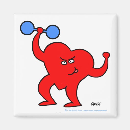 やる気を起こさせるフィットネス漫画の運動ハート マグネット (正面)