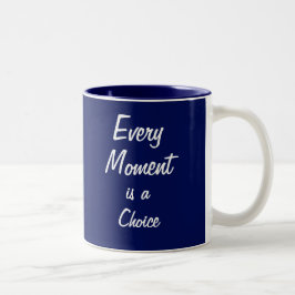 やる気を起こさせるマグ、青、「Every Moment」 ツートーンマグカップ