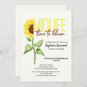 やる気を起こさせるミッドライフサンフラワー開花50誕生日 招待状 (正面/裏面)