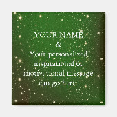 やる気を起こさせるメッセージグリーングリッター マグネット (正面)