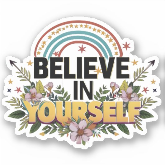 やる気を起こさせる信じ引用文 シール (正面)