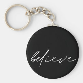 やる気を起こさせる信じ白文字 キーホルダー