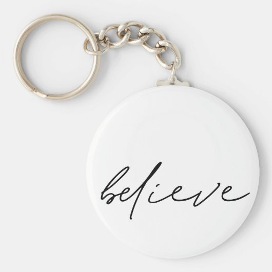 やる気を起こさせる信じ黒文字 キーホルダー (正面)