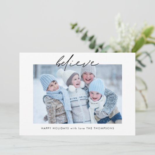 やる気を起こさせる信じScript Photo Christmas シーズンカード (スタンド正面)
