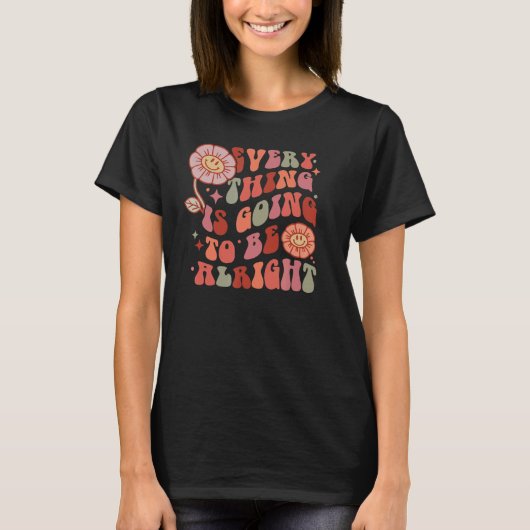やる気を起こさせる前向きレトロ引用文確認ストロ Tシャツ (正面)