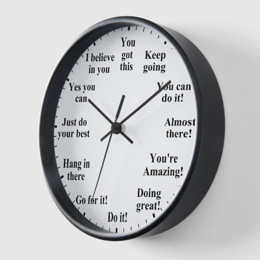 やる気を起こさせる励ま前向き考えす 壁時計 (傾斜)