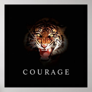 やる気を起こさせる勇気Roaring Tigerポスタープリント ポスター