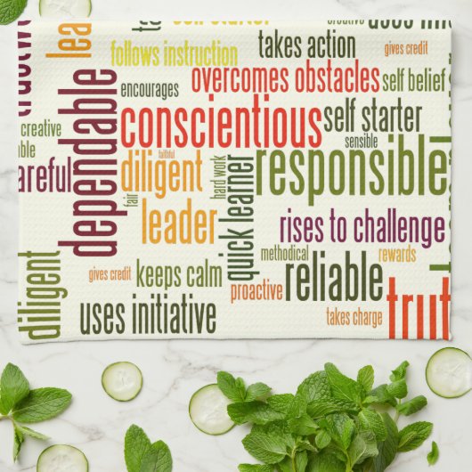 やる気を起こさせる単語#4の前向き値 キッチンタオル (折り畳み)